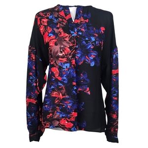 Parker 100% Silk‎ Floral Long Sleeve Blouse Size XS